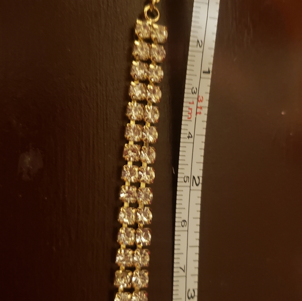 Rhinestone Tennis Statement Necklace Sparkly Crystal Choker Y2K Glam - Picture 5 of 8
